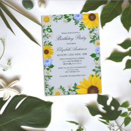 Invitación Aniversario floral de la margarita del girasol rús