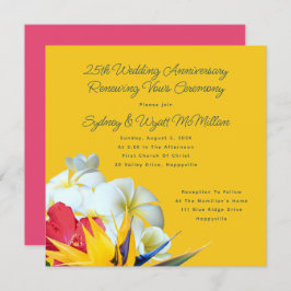 Invitación Aniversario floral tropical hawaiano vota invitaci
