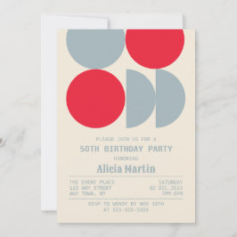 Invitación Aniversario Geométrico Retro Moderno de Mid Centur