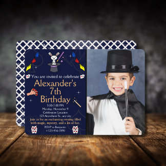Invitación Aniversario mágico con foto personalizado tema mag