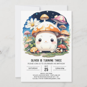 Invitación Aniversario mágico de la Pequeña Mushroom encantad