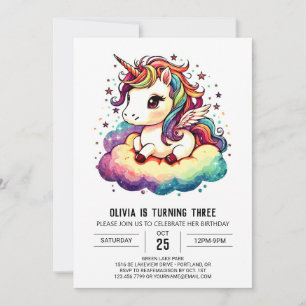 Invitación Aniversario magnífico de Unicornio