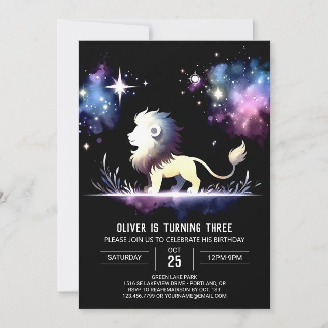 Invitación Aniversario majestuoso elegante del león (Anverso)