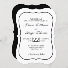 Invitación Aniversario Minimalista Moderno Blanco Negro