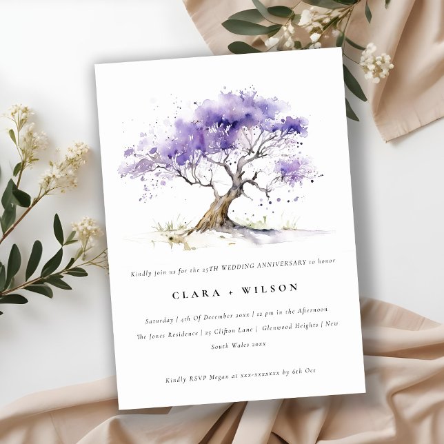 Invitación Aniversario mínimo del Boda Lilac Jacaranda Tree (Subido por el creador)