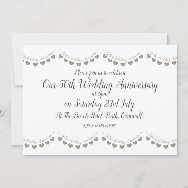 Invitación Aniversario moderno de bodas de oro 50º (Anverso)