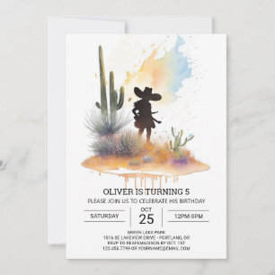 Invitación Aniversario moderno de Cowboy Cute