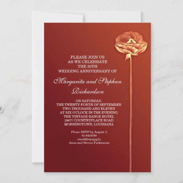 Invitación aniversario moderno del boda (Anverso)