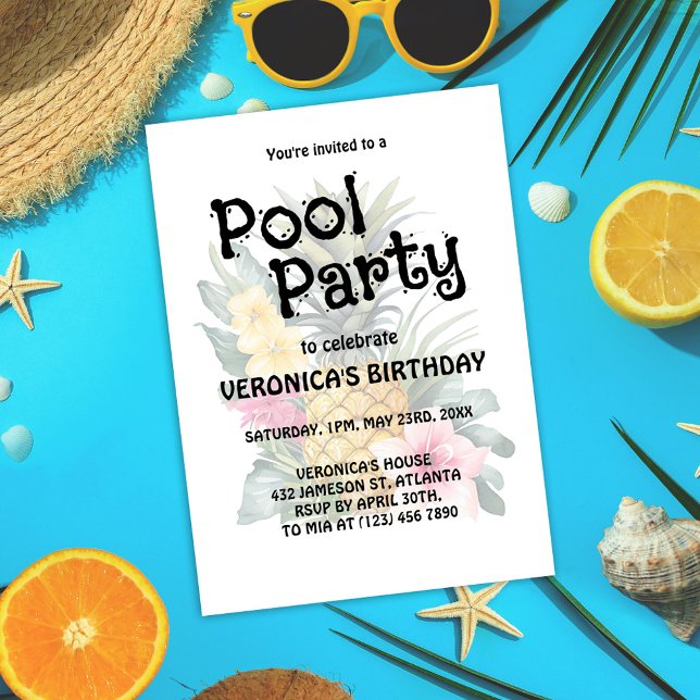 Invitación Aniversario moderno Fiesta de la piscina (Subido por el creador)