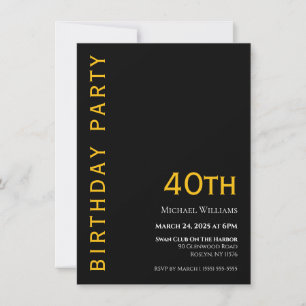 Invitación Aniversario moderno simple negro y amarillo