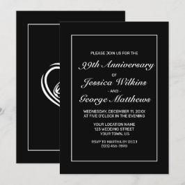 Invitación Aniversario negro blanco Minimalista moderno