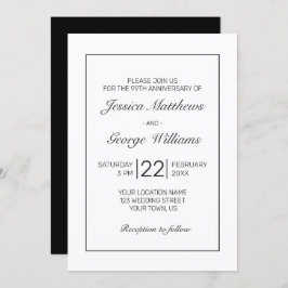 Invitación Aniversario negro blanco Minimalista moderno