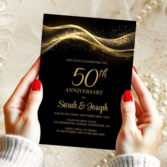 Invitación Aniversario número 50 de boda de Oro Negro (Subido por el creador)