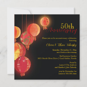 Invitación Aniversario número 50 de bodas de Red Lanterns