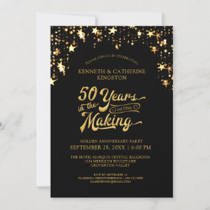 Invitación Aniversario número 50 Estrellas Negras y Doradas 5