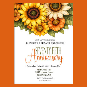 Invitación Aniversario número 75 de Pretty Sunflowers