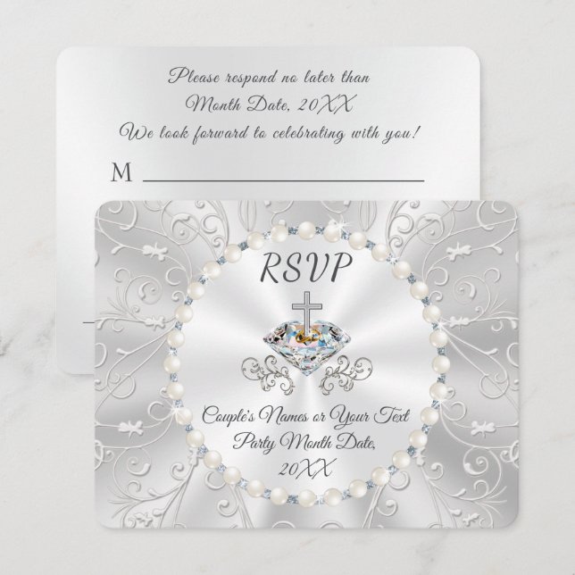Invitación Aniversario o boda RSVP con opciones de comida (Anverso / Reverso)