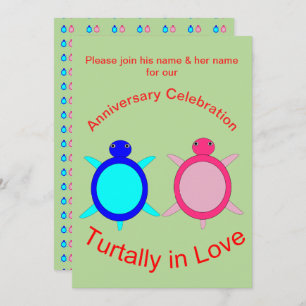 Invitación Aniversario personalizado de la pareja de tortugas