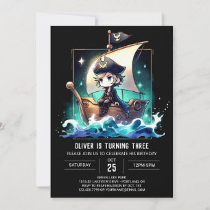 Invitación Aniversario pirata de sueño moderno