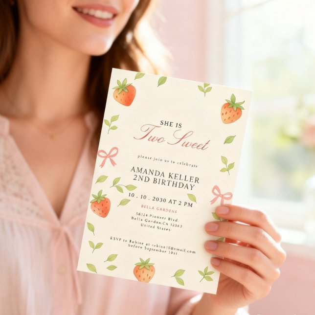 Invitación Aniversario rosa de la fresa cutánea (Subido por el creador)