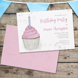 Invitación Aniversario rosa Whimsical Cupakes Simple