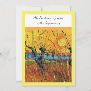Invitación Aniversario. Sauces al Atardecer por van Gogh.