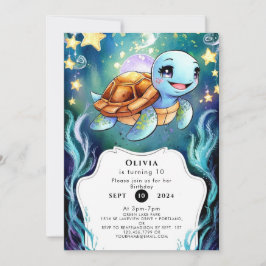 Invitación Aniversario simple de la tortuga Boho