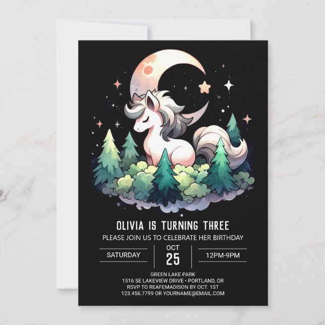 Invitación Aniversario simple del Caballo (Anverso)