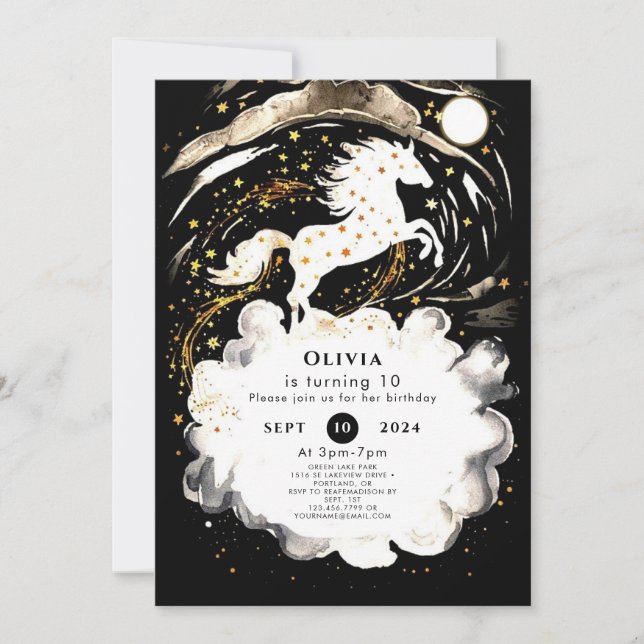 Invitación Aniversario simple del Caballo de Boho (Anverso)