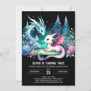 Invitación Aniversario simple del Dragón Pastel