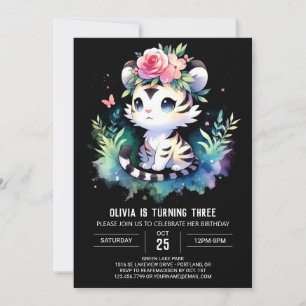 Invitación Aniversario simple del tigre encantado