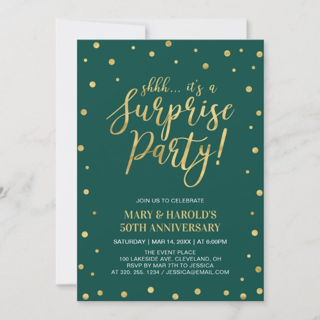 Invitación Aniversario Sorpresa de Bodas de Oro 50º (Anverso)