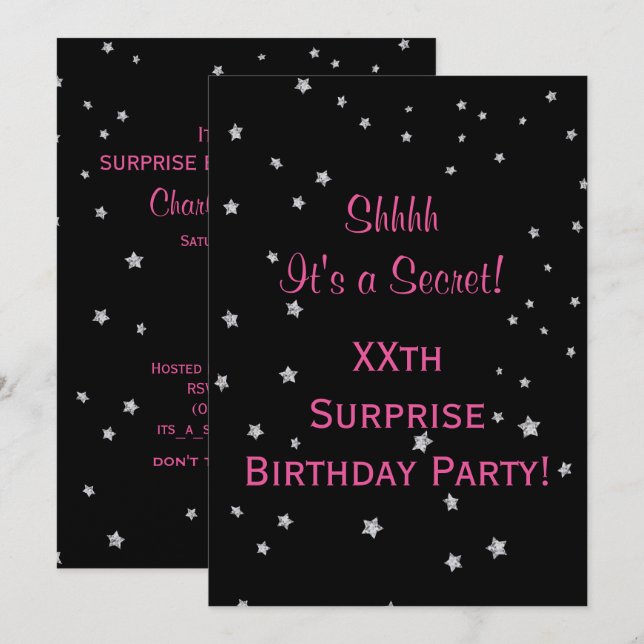 Invitación Aniversario sorpresa de las estrellas de plata de  (Anverso / Reverso)