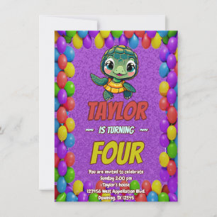 Invitación Aniversario único de la tortuga personalizado invi