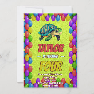 Invitación Aniversario único de la tortuga personalizado invi
