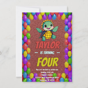 Invitación Aniversario único de la tortuga personalizado invi