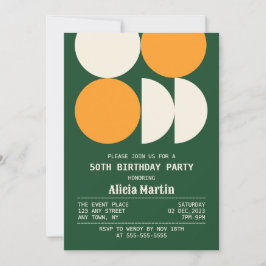 Invitación Aniversario Verde Retro Moderno de Mediados del Si