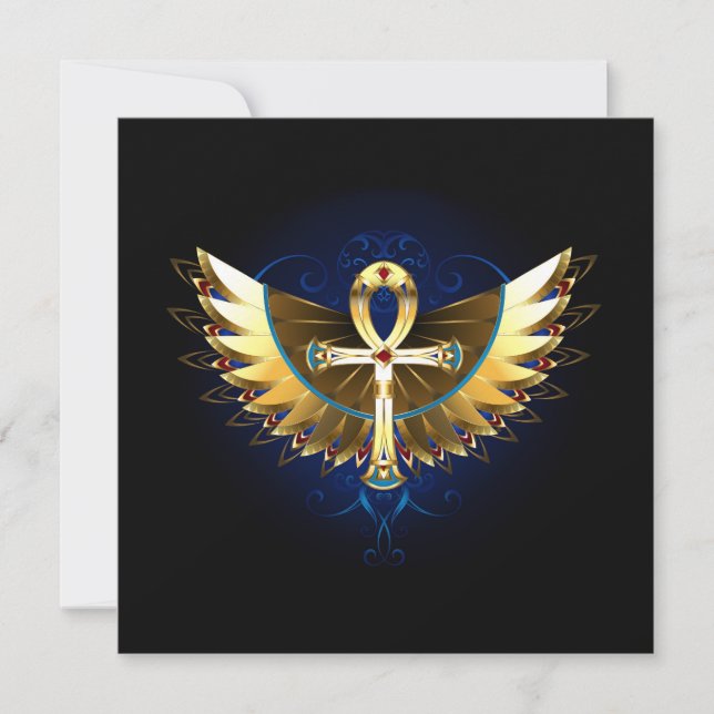 Invitación Ankh de oro con alas (Anverso)