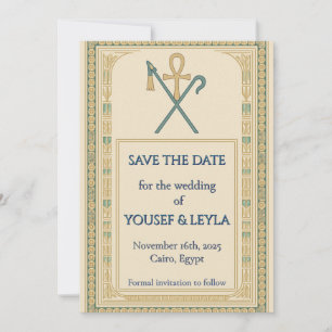 Invitación Ankh Egipcio Real Loto Dorado Aviso de Fecha de Bo