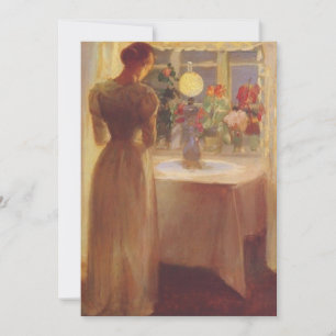 Invitación Anna Ancher - Joven Chica ante una lámpara de luz
