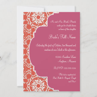 Invitación Anna Liese Damask - Tangerine en sandía invitada