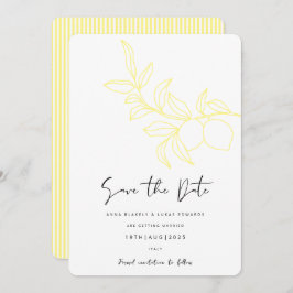 Invitación ANNA Modern Italiano Lemon Stripes Save the Date