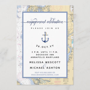 Invitación Annapolis Dusty Blue #Nautical #Engagement Party