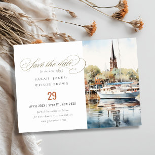 Invitación Annapolis Maryland MD Mar Acuarela Guardar la Fech