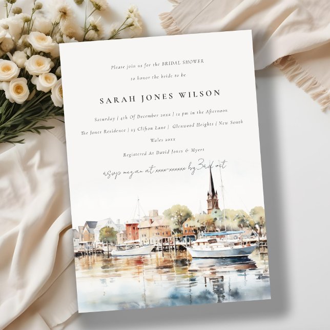 Invitación Annapolis Maryland Watercolor Bridal Shower (Subido por el creador)
