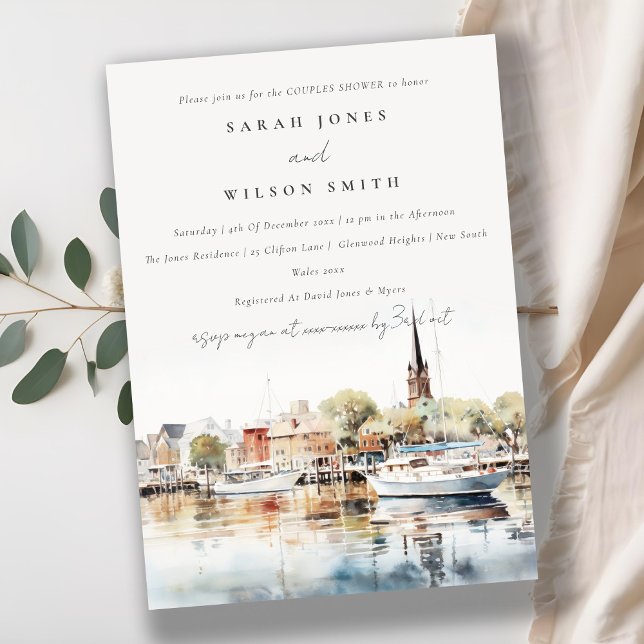 Invitación Annapolis Maryland Watercolor Couples Shower (Subido por el creador)