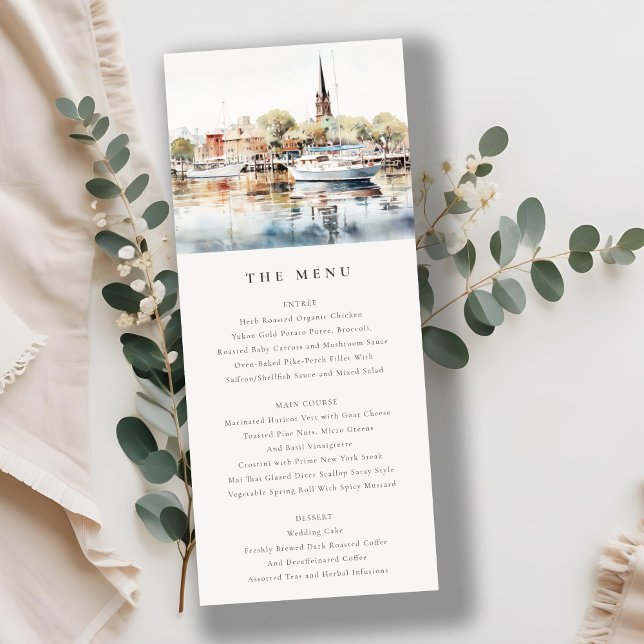 Invitación Annapolis Maryland Watercolor Menú Boda (Subido por el creador)