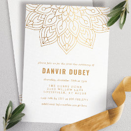 Invitación Annaprashan Gold White Mandala Primera Ceremonia d