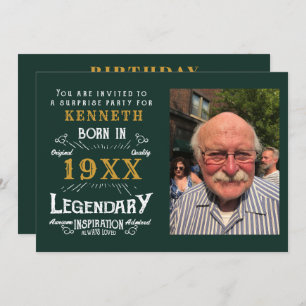 Invitación Año 40 Años Vintage Green Gold Add