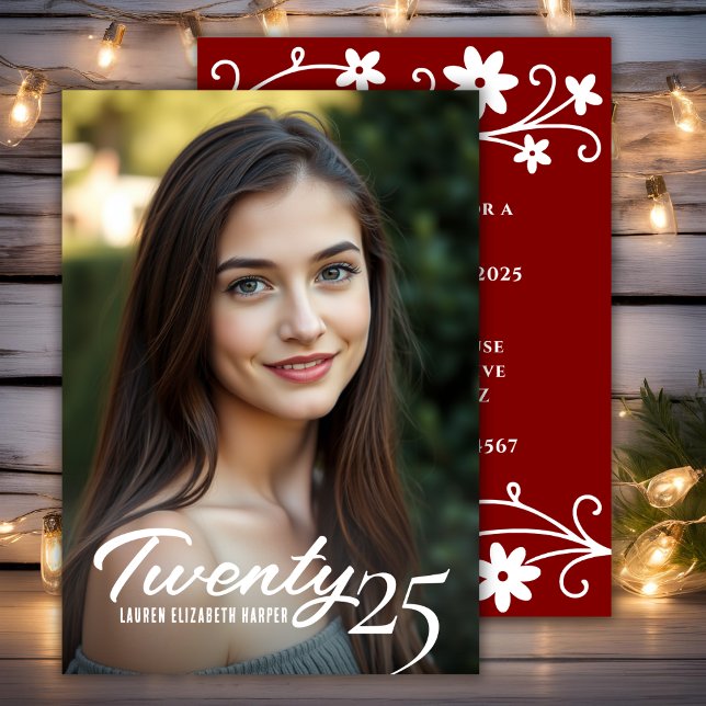 Invitación Año De Graduación Y Fiesta De Graduación Del Marró (Graduation Year And Photo Maroon Graduation Party Invitation)